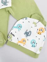 Salopeta baiat verde cu animalute - 3 piese picture - 3