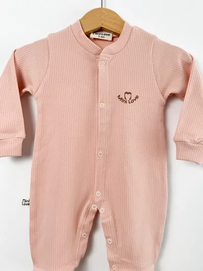 Salopeta fetita roz pudra logo mini love