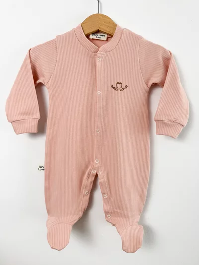 Salopeta fetita roz pudra logo mini love