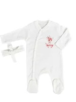 Salopeta fetite alba buchetel de flori - 2 piese picture - 1