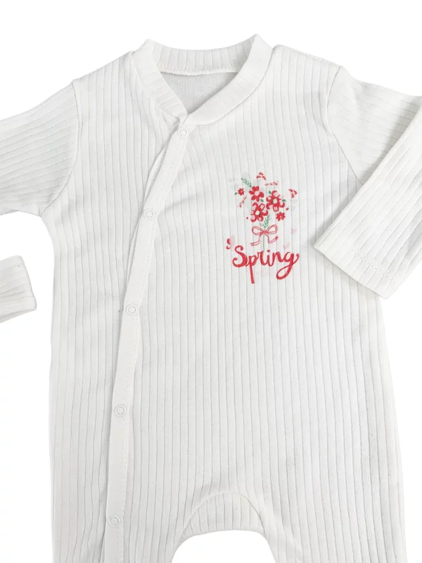 Salopeta fetite alba buchetel de flori - 2 piese picture - 2