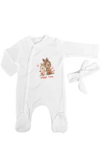 Salopeta fetite alba cu iepuras - 2 piese picture - 1