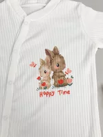 Salopeta fetite alba cu iepuras - 2 piese picture - 2