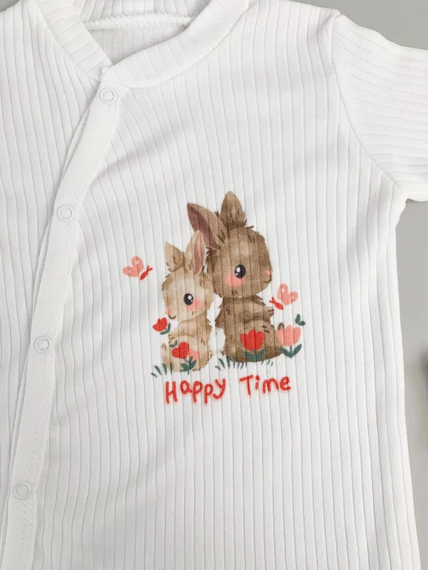 Salopeta fetite alba cu iepuras - 2 piese picture - 2