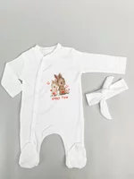 Salopeta fetite alba cu iepuras - 2 piese picture - 4