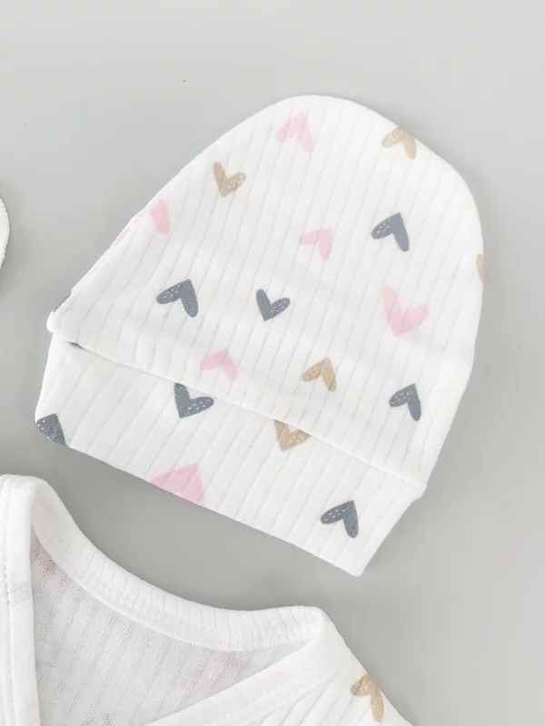 Salopeta fetite alba cu inimioare - 5 piese picture - 3