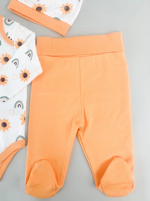 Salopeta fetite portocalie cu floarea-soarelui - 3 piese picture - 3