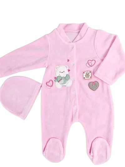 Salopeta fetite roz cu ursulet