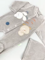 Salopeta maro pufoasa baiat cu catelus si iepuras picture - 4