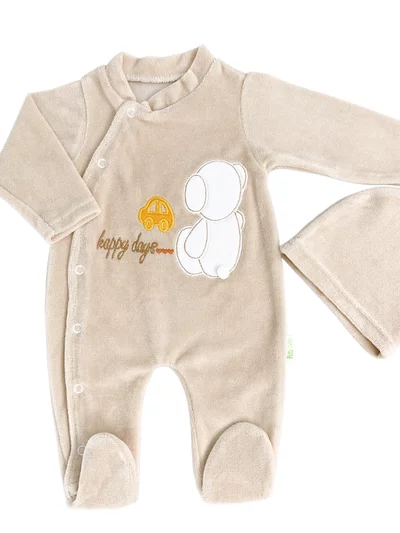 Salopeta maro pufoasa baiat cu ursulet