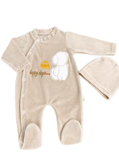 Salopeta maro pufoasa baiat cu ursulet