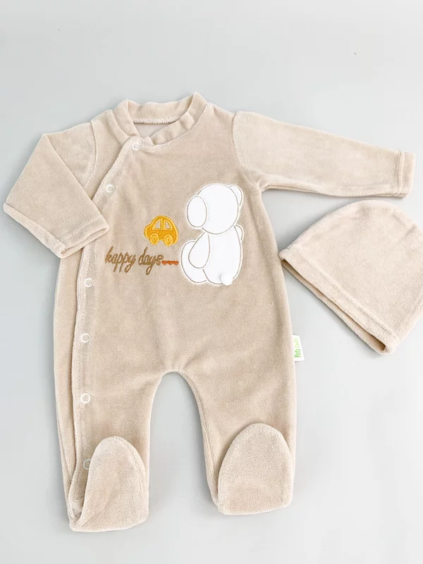 Salopeta maro pufoasa baiat cu ursulet picture - 5