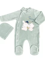 Salopeta verde pufoasa baiat cu ursulet si iepuras picture - 1