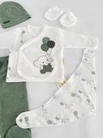 Set salopeta verde cu elefantei picture - 5