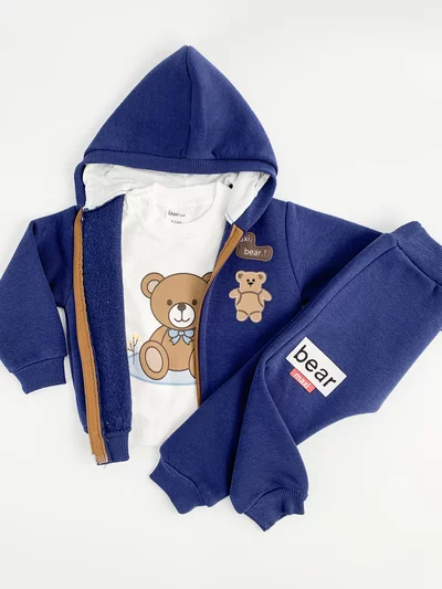 Trening copii 3 piese - bleumarin cu ursuleti