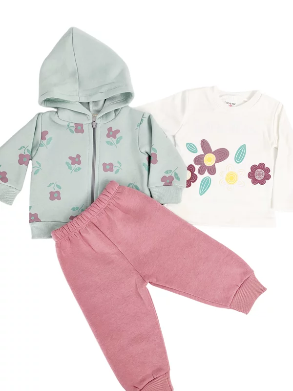 Trening Ecaterina fete 3 piese - verde cu roz picture - 5