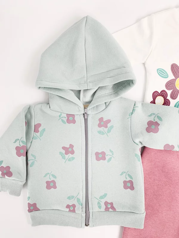 Trening Ecaterina fete 3 piese - verde cu roz picture - 2