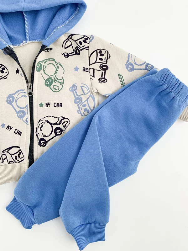 Trening gros copii 2 piese - albastru cu masinute picture - 3
