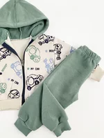 Trening gros copii 2 piese - verde cu masinute picture - 3