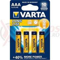 Baterie alcalina R3 (AAA) 4 buc/blister LongLife Varta