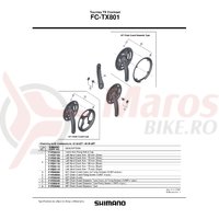 Brat pedalier Shimano FC-TX801 stanga 170 mm argintiu