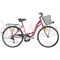 Bicicleta Neuzer dama City 6v JD - MB - 26'' Rosu Rubin/Alb