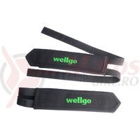 Curea pedale Wellgo negre logo verde