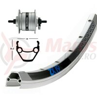 Roata fata 26x1.75 Hub Dynamo DH3N30 NT 36L. ZX 19  silver