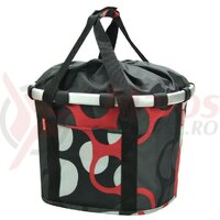 Geanta portbagaj cu prindere Bikebasket RINGS, 35X28X26 cmm, negru/rosu/alb