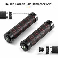 Manșoane RockBros Bicycle Lock, Anti-Slip PP + PU, Negr/Roșu