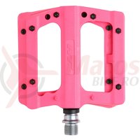 Pedale plastic cu rulmenti cuie detasabile HT-PA 12A roz neon