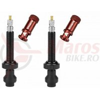 Set valva Granit + capacel Granit Juicy, alu CNC, 44mm (2buc/set) - valva neagra/capacel rosu