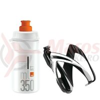Suport + bidon Elite Kit Ceo 350 ml, alb/portocaliu + negru/alb lucios