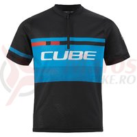Tricou Ciclism Cube Junior Teamline Jersey Black/Blue/White