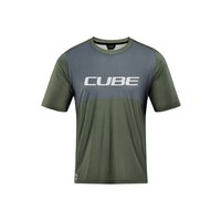 Tricou Ciclism Cube Vertex Round Neck Jersey TM S/S Olive Grey