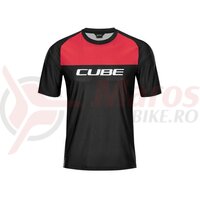 Tricou CUBE Edge round neck jersey S/S black red