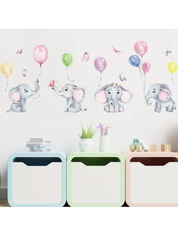 Autocolant de perete cu elefanti-baloane M29 40x100cm 1