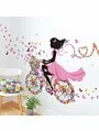 Autocolant de perete fetiță pe bicicleta 70x140cm 11