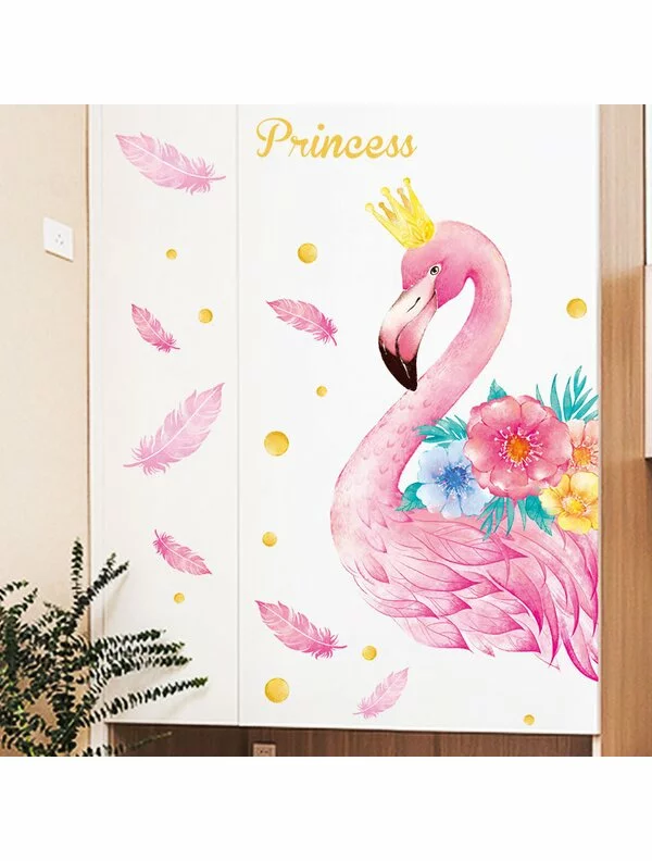 Autocolant de perete flamingo-princess 109.6x143cm