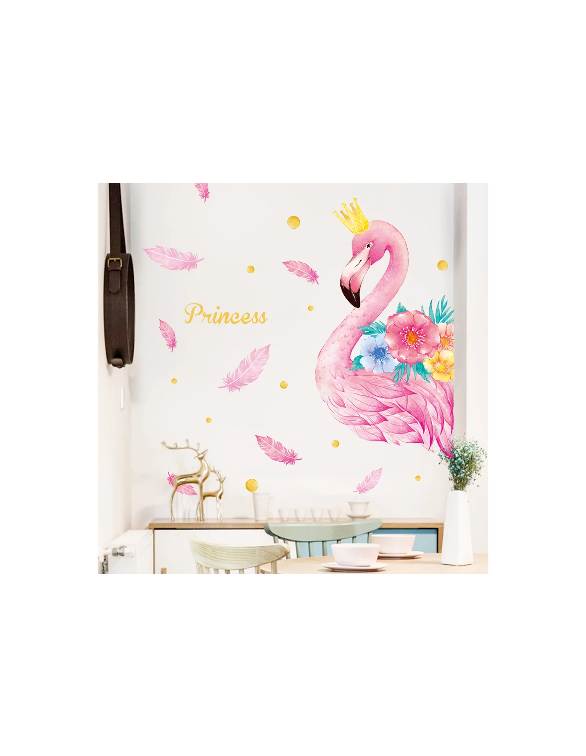 Autocolant de perete flamingo-princess 109.6x143cm