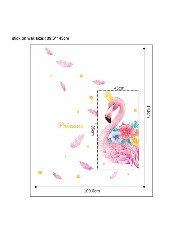 Autocolant de perete flamingo-princess 109.6x143cm