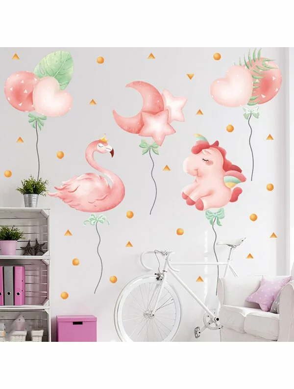 Autocolant de perete flamingo-unicorn 119x133cm