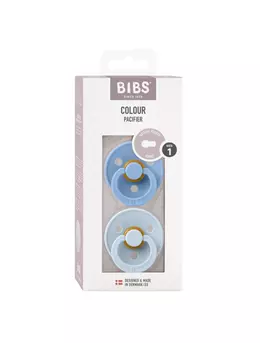 BIBS - Set 2 suzete Colour Latex, tetina rotunda, 0 luni +-Sky Blue/Baby Blue 2