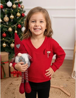 Bluza cu Fundita si Brosa rosu