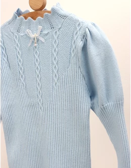 Bluza fetite maneci bufante Sonia bleu