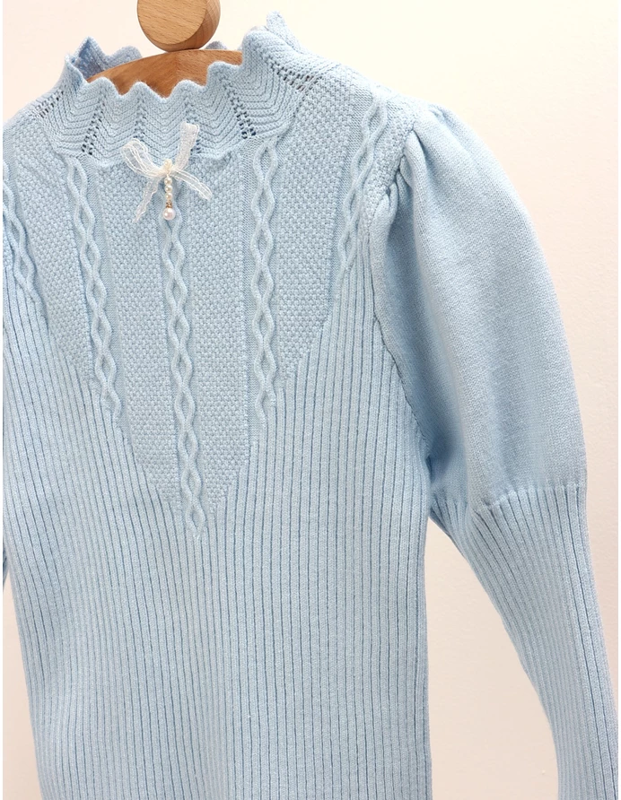 Bluza fetite maneci bufante Sonia bleu picture - 2