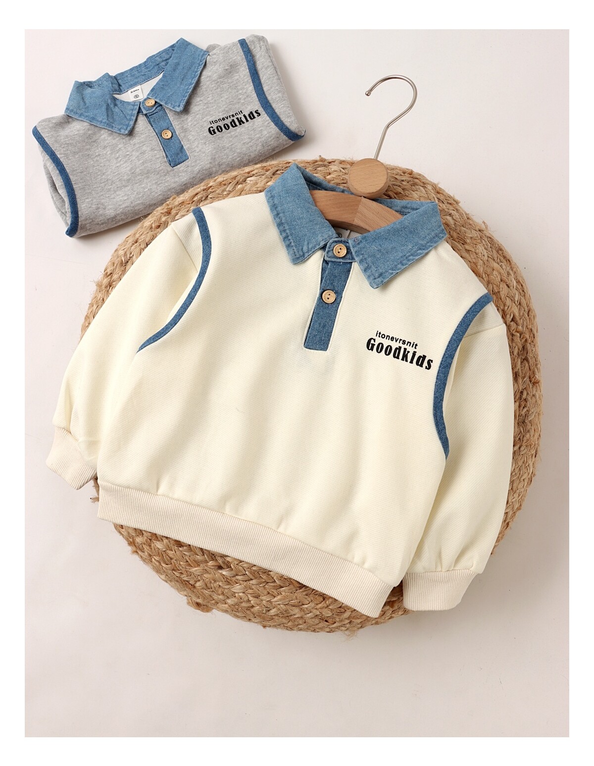 Bluza stil Polo, GoodKids, crem