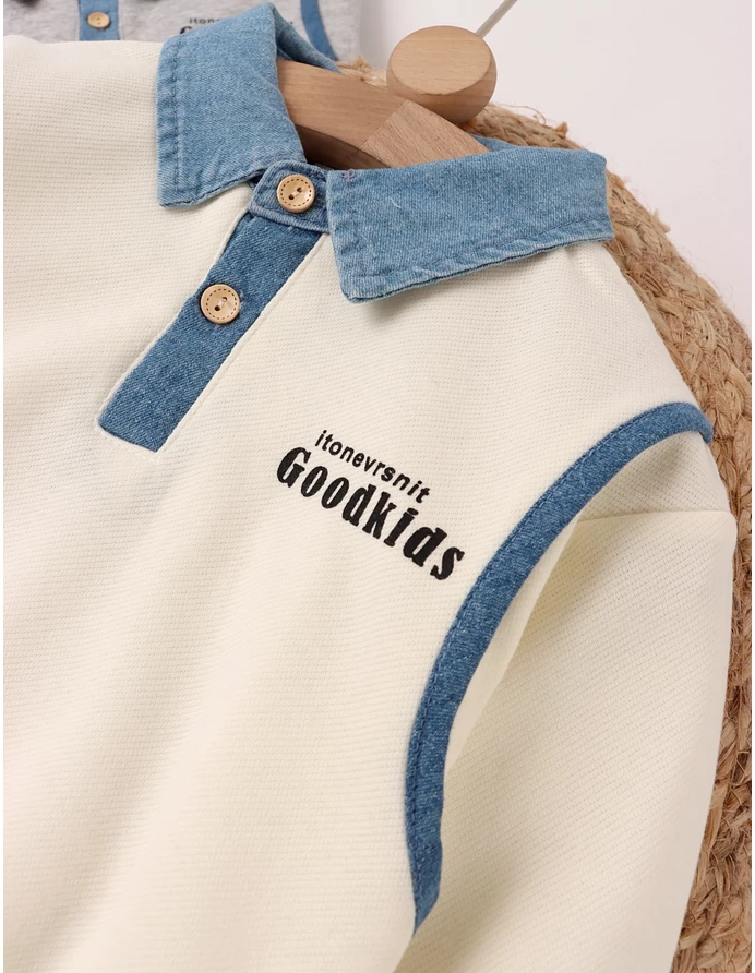 Bluza stil Polo, GoodKids, crem picture - 2