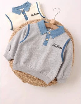 Bluza stil Polo, GoodKids, gri