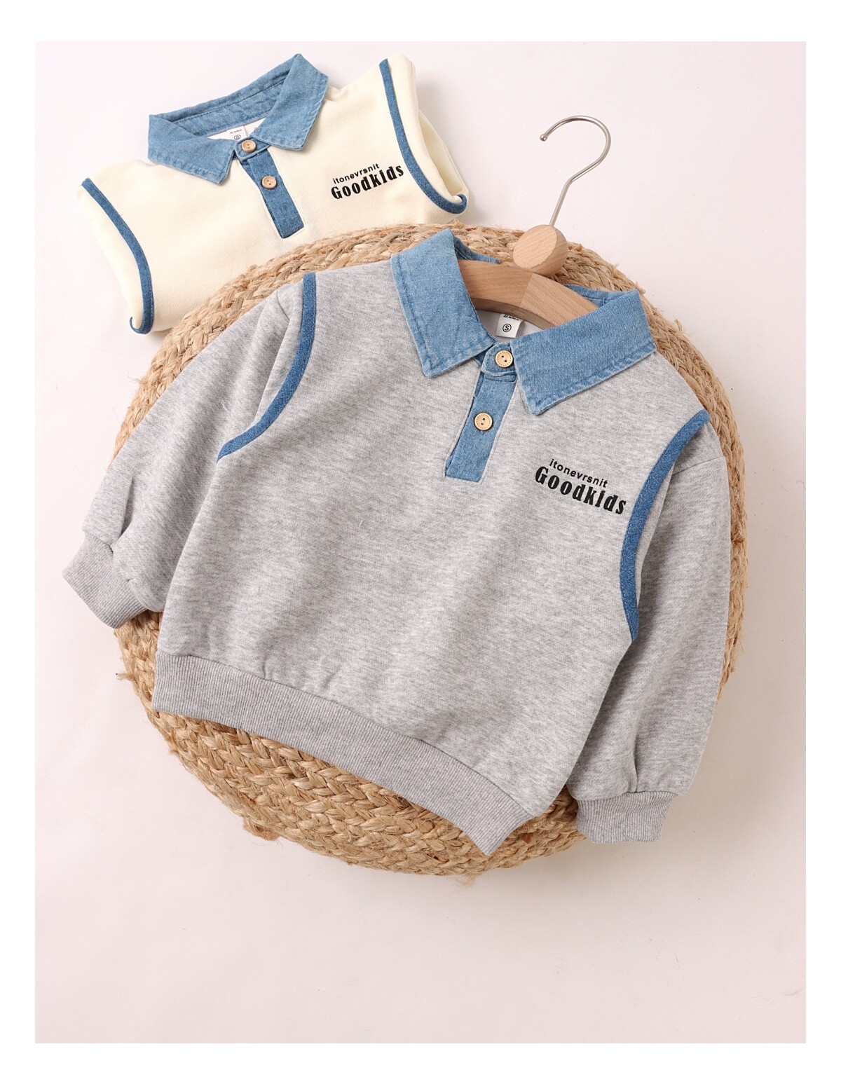 Bluza stil Polo, GoodKids, gri